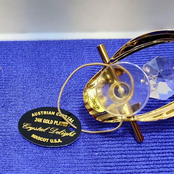 Crystal Delight 24K Gold Plated Owl Suncatcher Austrian Crystals Suction Cup VTG - Picture 7 of 8